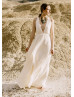 Ivory Chiffon Front Slit Cross Back Wedding Dress